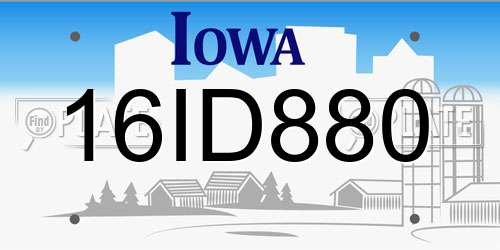 16ID880 Iowa License Plate
