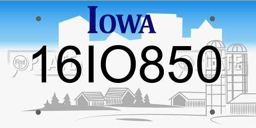 16IO850 Iowa License Plate