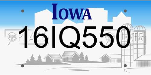 16IQ550 Iowa License Plate
