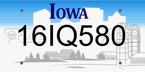16IQ580 Iowa License Plate