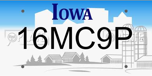 16MC9P Iowa License Plate