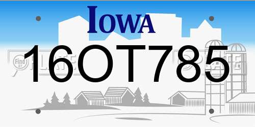 16OT785 Iowa License Plate