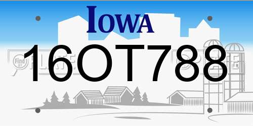 16OT788 Iowa License Plate