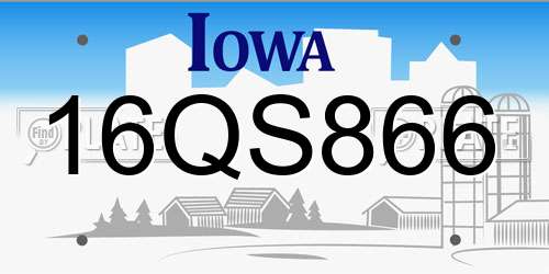 16QS866 Iowa License Plate