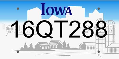 16QT288 Iowa License Plate