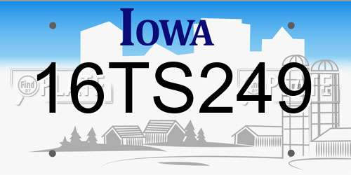 16TS249 Iowa License Plate