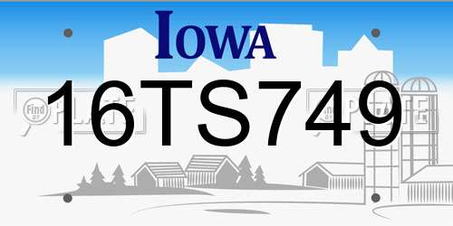 16TS749 Iowa License Plate