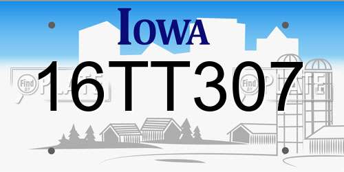 16TT307 Iowa License Plate