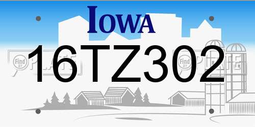 16TZ302 Iowa License Plate