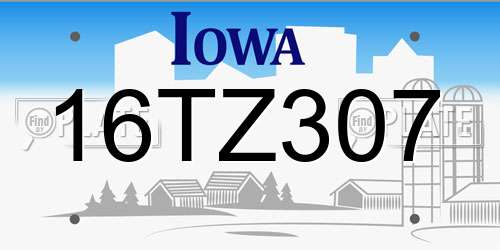 16TZ307 Iowa License Plate