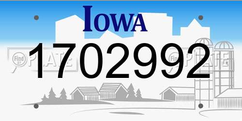 1702992 Iowa License Plate