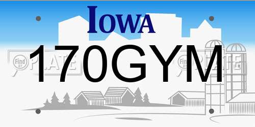 170GYM Iowa License Plate