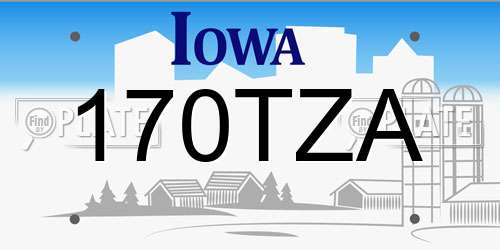 170TZA Iowa License Plate