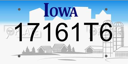17161T6 Iowa License Plate