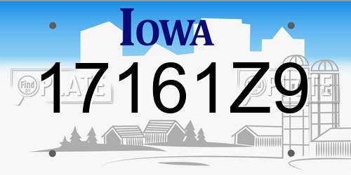 17161Z9 Iowa License Plate