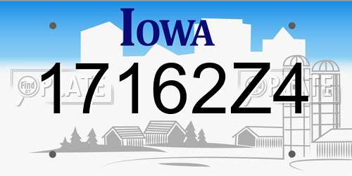 17162Z4 Iowa License Plate