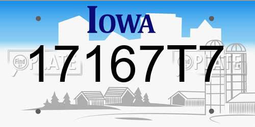17167T7 Iowa License Plate