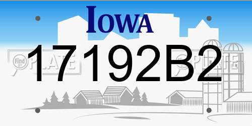 17192B2 Iowa License Plate