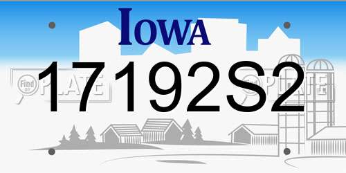17192S2 Iowa License Plate