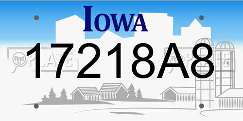 17218A8 Iowa License Plate