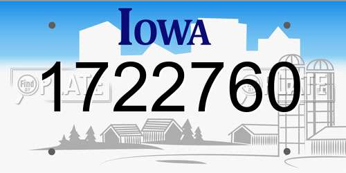 1722760 Iowa License Plate