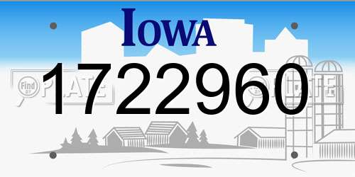 1722960 Iowa License Plate