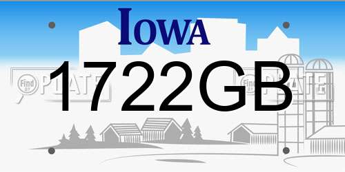 1722GB Iowa License Plate