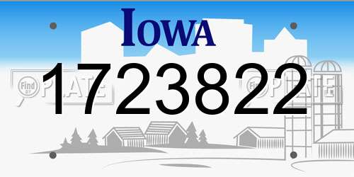 1723822 Iowa License Plate