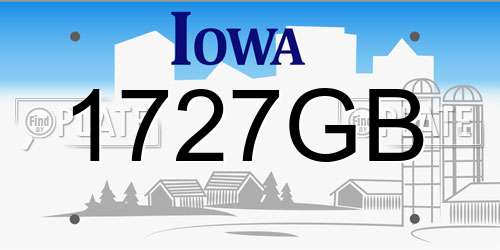 1727GB Iowa License Plate