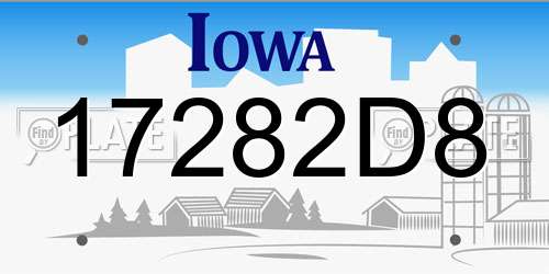 17282D8 Iowa License Plate