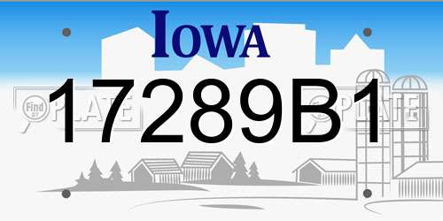 17289B1 Iowa License Plate