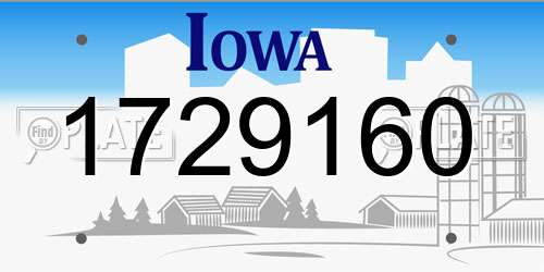 1729160 Iowa License Plate