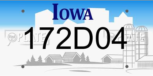 172D04 Iowa License Plate