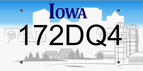 172DQ4 Iowa License Plate