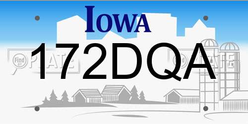 172DQA Iowa License Plate