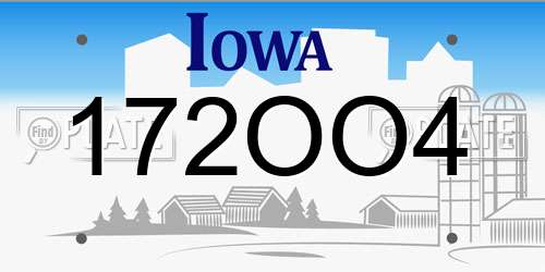 172OO4 Iowa License Plate