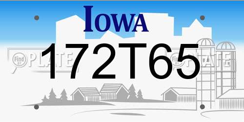 172T65 Iowa License Plate
