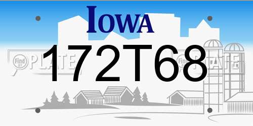 172T68 Iowa License Plate