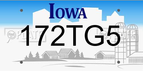 172TG5 Iowa License Plate
