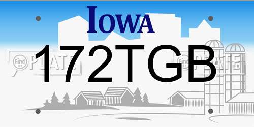 172TGB Iowa License Plate
