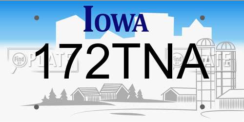 172TNA Iowa License Plate