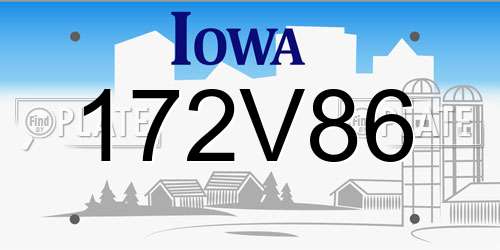 172V86 Iowa License Plate