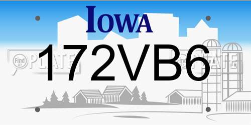 172VB6 Iowa License Plate