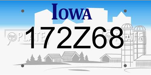 172Z68 Iowa License Plate