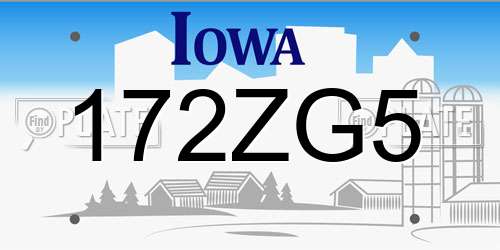 172ZG5 Iowa License Plate