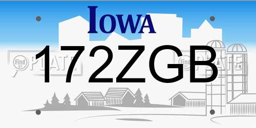 172ZGB Iowa License Plate