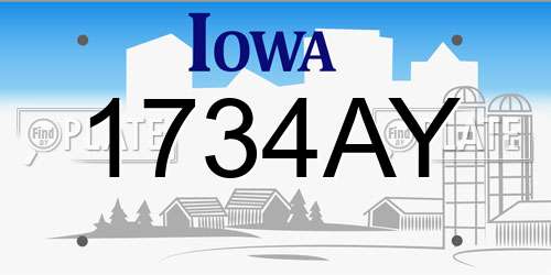 1734AY Iowa License Plate