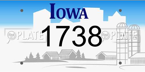 1738 Iowa License Plate