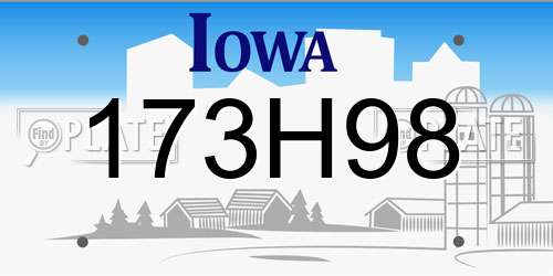 173H98 Iowa License Plate