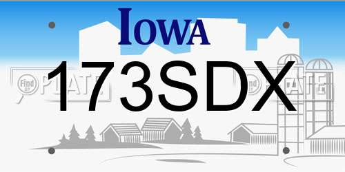 173SDX Iowa License Plate